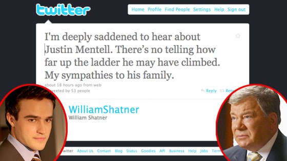 William Shatner, Twitter, Justin Mentell William Shatner, Twitter, Justin Mentell